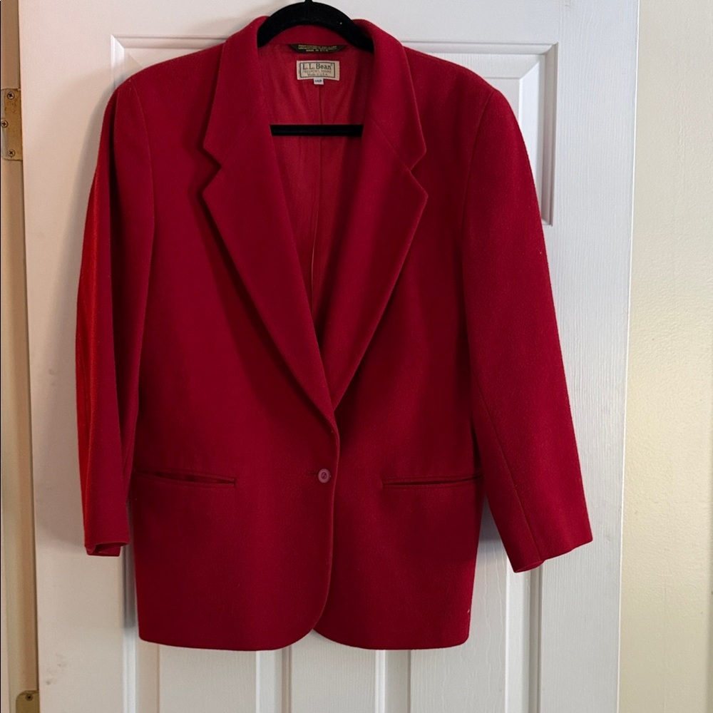L.L. Bean Women's Wool & cashmere Red Blazer size 14P